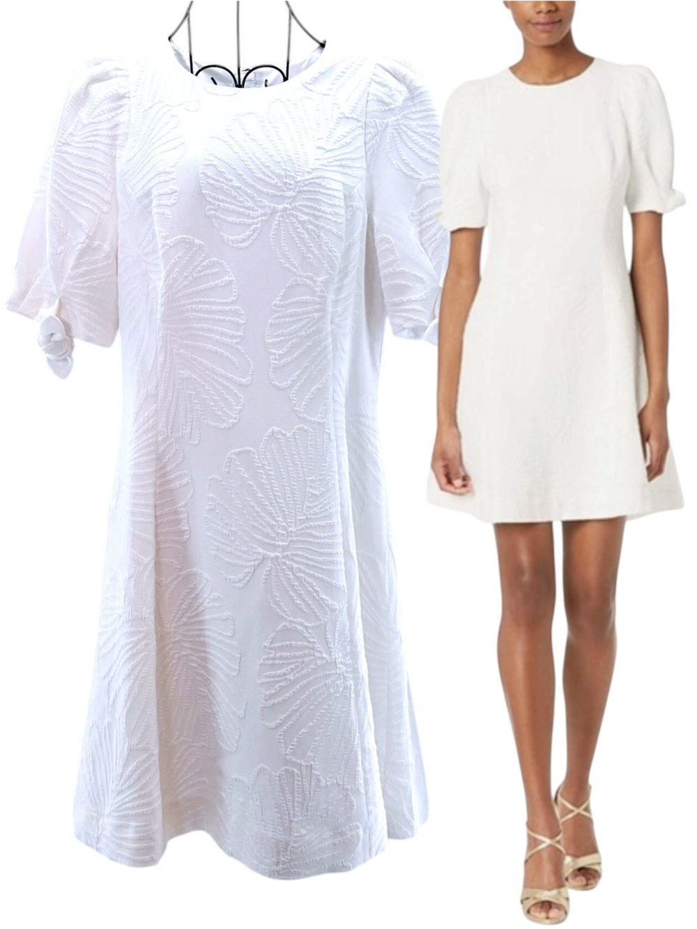 NEW Lilly Pulitzer Damina Stretch Resort White Bow Puff-Sleeve Mini Dress Size 6